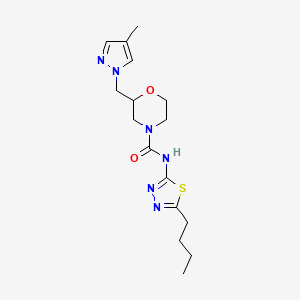molecular formula C16H24N6O2S B7175441 N-(5-butyl-1,3,4-thiadiazol-2-yl)-2-[(4-methylpyrazol-1-yl)methyl]morpholine-4-carboxamide 