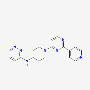 molecular formula C19H21N7 B7175446 N-[1-(6-methyl-2-pyridin-4-ylpyrimidin-4-yl)piperidin-4-yl]pyridazin-3-amine 