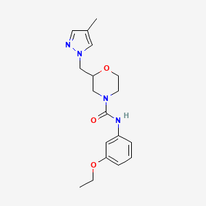 molecular formula C18H24N4O3 B7175461 N-(3-ethoxyphenyl)-2-[(4-methylpyrazol-1-yl)methyl]morpholine-4-carboxamide 