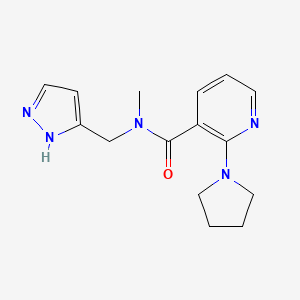 molecular formula C15H19N5O B7175491 N-methyl-N-(1H-pyrazol-5-ylmethyl)-2-pyrrolidin-1-ylpyridine-3-carboxamide 