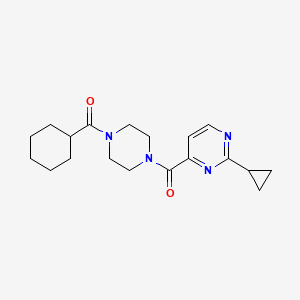 molecular formula C19H26N4O2 B7175510 Cyclohexyl-[4-(2-cyclopropylpyrimidine-4-carbonyl)piperazin-1-yl]methanone 