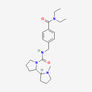 molecular formula C22H34N4O2 B7175567 N-[[4-(diethylcarbamoyl)phenyl]methyl]-2-(1-methylpyrrolidin-2-yl)pyrrolidine-1-carboxamide 