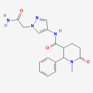 molecular formula C18H21N5O3 B7175616 N-[1-(2-amino-2-oxoethyl)pyrazol-4-yl]-1-methyl-6-oxo-2-phenylpiperidine-3-carboxamide 
