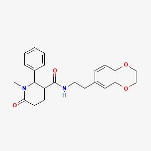 molecular formula C23H26N2O4 B7175625 N-[2-(2,3-dihydro-1,4-benzodioxin-6-yl)ethyl]-1-methyl-6-oxo-2-phenylpiperidine-3-carboxamide 
