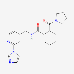 molecular formula C21H27N5O2 B7175673 N-[(2-imidazol-1-ylpyridin-4-yl)methyl]-2-(pyrrolidine-1-carbonyl)cyclohexane-1-carboxamide 