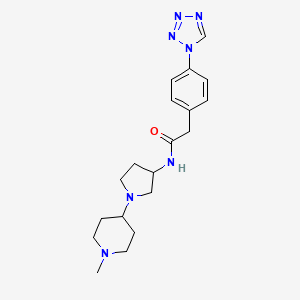 molecular formula C19H27N7O B7175697 N-[1-(1-methylpiperidin-4-yl)pyrrolidin-3-yl]-2-[4-(tetrazol-1-yl)phenyl]acetamide 