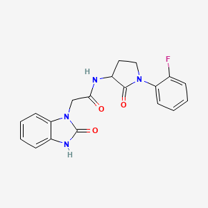 molecular formula C19H17FN4O3 B7175704 N-[1-(2-fluorophenyl)-2-oxopyrrolidin-3-yl]-2-(2-oxo-3H-benzimidazol-1-yl)acetamide 