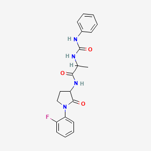 molecular formula C20H21FN4O3 B7175725 N-[1-(2-fluorophenyl)-2-oxopyrrolidin-3-yl]-2-(phenylcarbamoylamino)propanamide 