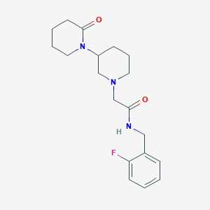 molecular formula C19H26FN3O2 B7175761 N-[(2-fluorophenyl)methyl]-2-[3-(2-oxopiperidin-1-yl)piperidin-1-yl]acetamide 
