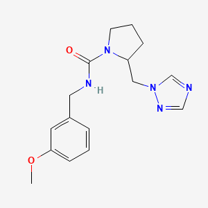 molecular formula C16H21N5O2 B7175765 N-[(3-methoxyphenyl)methyl]-2-(1,2,4-triazol-1-ylmethyl)pyrrolidine-1-carboxamide 
