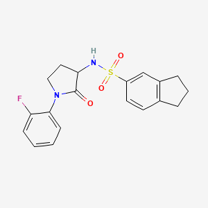 molecular formula C19H19FN2O3S B7175766 N-[1-(2-fluorophenyl)-2-oxopyrrolidin-3-yl]-2,3-dihydro-1H-indene-5-sulfonamide 