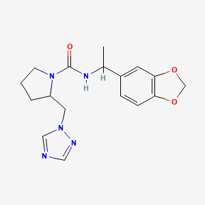molecular formula C17H21N5O3 B7175783 N-[1-(1,3-benzodioxol-5-yl)ethyl]-2-(1,2,4-triazol-1-ylmethyl)pyrrolidine-1-carboxamide 