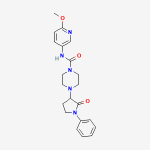molecular formula C21H25N5O3 B7176068 N-(6-methoxypyridin-3-yl)-4-(2-oxo-1-phenylpyrrolidin-3-yl)piperazine-1-carboxamide 