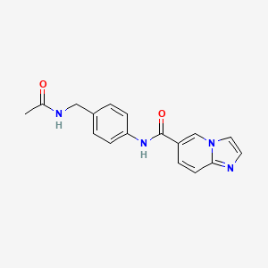 molecular formula C17H16N4O2 B7176157 N-[4-(acetamidomethyl)phenyl]imidazo[1,2-a]pyridine-6-carboxamide 