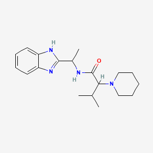 molecular formula C19H28N4O B7176182 N-[1-(1H-benzimidazol-2-yl)ethyl]-3-methyl-2-piperidin-1-ylbutanamide 