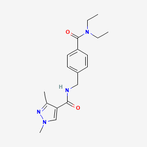 molecular formula C18H24N4O2 B7176308 N-[[4-(diethylcarbamoyl)phenyl]methyl]-1,3-dimethylpyrazole-4-carboxamide 