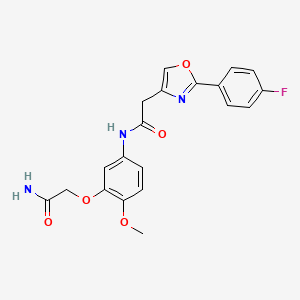 molecular formula C20H18FN3O5 B7176318 N-[3-(2-amino-2-oxoethoxy)-4-methoxyphenyl]-2-[2-(4-fluorophenyl)-1,3-oxazol-4-yl]acetamide 