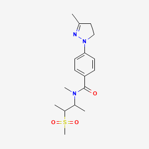 molecular formula C17H25N3O3S B7176371 N-methyl-4-(5-methyl-3,4-dihydropyrazol-2-yl)-N-(3-methylsulfonylbutan-2-yl)benzamide 