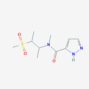 molecular formula C10H17N3O3S B7176386 N-methyl-N-(3-methylsulfonylbutan-2-yl)-1H-pyrazole-5-carboxamide 