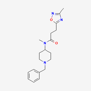 molecular formula C19H26N4O2 B7176468 N-(1-benzylpiperidin-4-yl)-N-methyl-3-(3-methyl-1,2,4-oxadiazol-5-yl)propanamide 