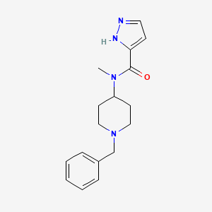 molecular formula C17H22N4O B7176477 N-(1-benzylpiperidin-4-yl)-N-methyl-1H-pyrazole-5-carboxamide 