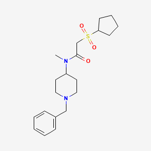 molecular formula C20H30N2O3S B7176510 N-(1-benzylpiperidin-4-yl)-2-cyclopentylsulfonyl-N-methylacetamide 