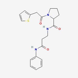 molecular formula C20H23N3O3S B7176538 N-(3-anilino-3-oxopropyl)-1-(2-thiophen-2-ylacetyl)pyrrolidine-2-carboxamide 