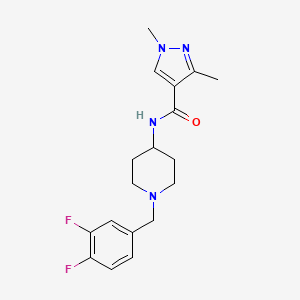 molecular formula C18H22F2N4O B7176593 N-[1-[(3,4-difluorophenyl)methyl]piperidin-4-yl]-1,3-dimethylpyrazole-4-carboxamide 