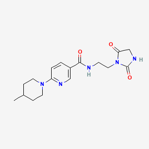 molecular formula C17H23N5O3 B7176637 N-[2-(2,5-dioxoimidazolidin-1-yl)ethyl]-6-(4-methylpiperidin-1-yl)pyridine-3-carboxamide 