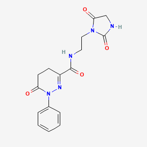 molecular formula C16H17N5O4 B7176640 N-[2-(2,5-dioxoimidazolidin-1-yl)ethyl]-6-oxo-1-phenyl-4,5-dihydropyridazine-3-carboxamide 