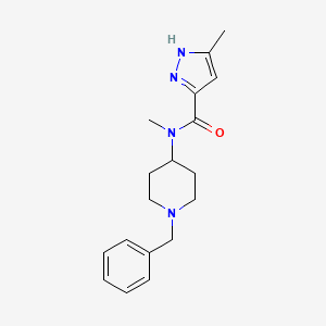 molecular formula C18H24N4O B7176665 N-(1-benzylpiperidin-4-yl)-N,5-dimethyl-1H-pyrazole-3-carboxamide 