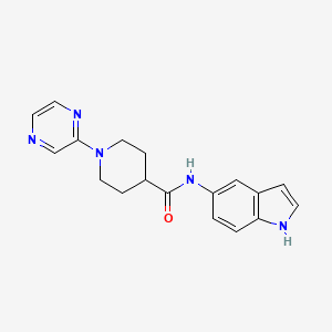 molecular formula C18H19N5O B7176724 N-(1H-indol-5-yl)-1-pyrazin-2-ylpiperidine-4-carboxamide 