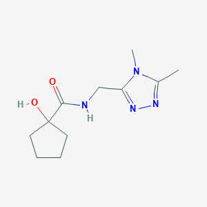 molecular formula C11H18N4O2 B7176732 N-[(4,5-dimethyl-1,2,4-triazol-3-yl)methyl]-1-hydroxycyclopentane-1-carboxamide 