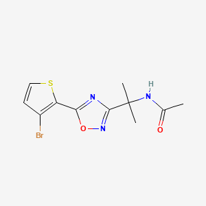 molecular formula C11H12BrN3O2S B7176872 N-[2-[5-(3-bromothiophen-2-yl)-1,2,4-oxadiazol-3-yl]propan-2-yl]acetamide 
