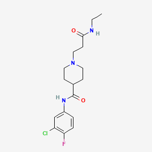 molecular formula C17H23ClFN3O2 B7176981 N-(3-chloro-4-fluorophenyl)-1-[3-(ethylamino)-3-oxopropyl]piperidine-4-carboxamide 