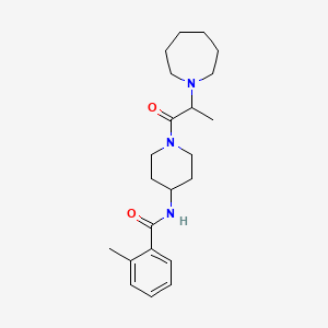 molecular formula C22H33N3O2 B7177223 N-[1-[2-(azepan-1-yl)propanoyl]piperidin-4-yl]-2-methylbenzamide 
