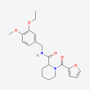 molecular formula C21H26N2O5 B7177405 N-[(3-ethoxy-4-methoxyphenyl)methyl]-1-(furan-2-carbonyl)piperidine-2-carboxamide 