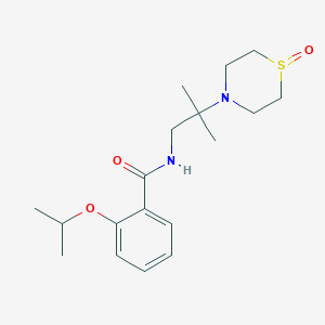 molecular formula C18H28N2O3S B7177547 N-[2-methyl-2-(1-oxo-1,4-thiazinan-4-yl)propyl]-2-propan-2-yloxybenzamide 