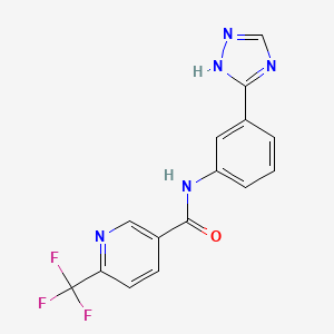 molecular formula C15H10F3N5O B7177604 N-[3-(1H-1,2,4-triazol-5-yl)phenyl]-6-(trifluoromethyl)pyridine-3-carboxamide 