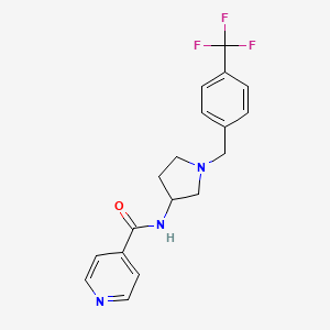 molecular formula C18H18F3N3O B7177658 N-[1-[[4-(trifluoromethyl)phenyl]methyl]pyrrolidin-3-yl]pyridine-4-carboxamide 