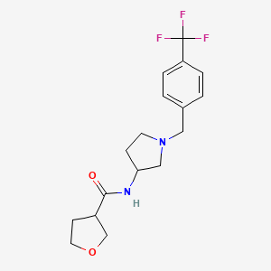 molecular formula C17H21F3N2O2 B7177681 N-[1-[[4-(trifluoromethyl)phenyl]methyl]pyrrolidin-3-yl]oxolane-3-carboxamide 