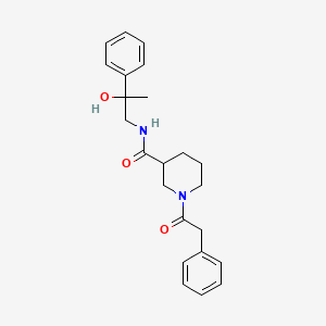 molecular formula C23H28N2O3 B7177768 N-(2-hydroxy-2-phenylpropyl)-1-(2-phenylacetyl)piperidine-3-carboxamide 