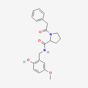 molecular formula C21H24N2O4 B7177771 N-[(2-hydroxy-5-methoxyphenyl)methyl]-1-(2-phenylacetyl)pyrrolidine-2-carboxamide 