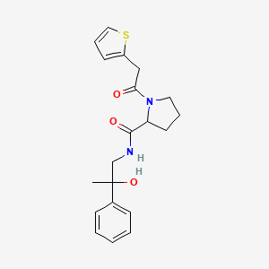 molecular formula C20H24N2O3S B7177788 N-(2-hydroxy-2-phenylpropyl)-1-(2-thiophen-2-ylacetyl)pyrrolidine-2-carboxamide 