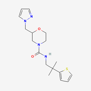 molecular formula C17H24N4O2S B7177815 N-(2-methyl-2-thiophen-2-ylpropyl)-2-(pyrazol-1-ylmethyl)morpholine-4-carboxamide 
