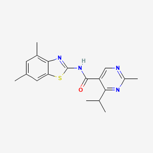 molecular formula C18H20N4OS B7177842 N-(4,6-dimethyl-1,3-benzothiazol-2-yl)-2-methyl-4-propan-2-ylpyrimidine-5-carboxamide 