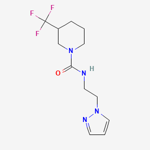 molecular formula C12H17F3N4O B7178189 N-(2-pyrazol-1-ylethyl)-3-(trifluoromethyl)piperidine-1-carboxamide 