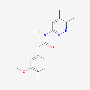 molecular formula C16H19N3O2 B7178222 N-(5,6-dimethylpyridazin-3-yl)-2-(3-methoxy-4-methylphenyl)acetamide 