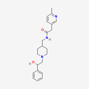 molecular formula C22H29N3O2 B7178285 N-[[1-(2-hydroxy-2-phenylethyl)piperidin-4-yl]methyl]-2-(6-methylpyridin-3-yl)acetamide 