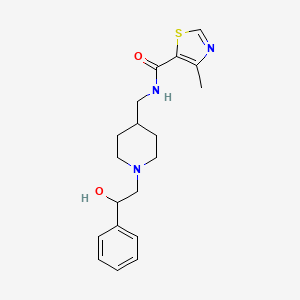 molecular formula C19H25N3O2S B7178288 N-[[1-(2-hydroxy-2-phenylethyl)piperidin-4-yl]methyl]-4-methyl-1,3-thiazole-5-carboxamide 